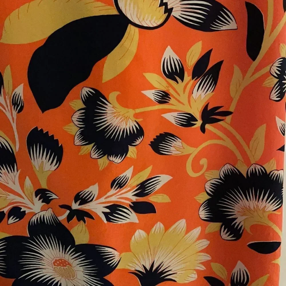 J Crew Tropical Silk Hibiscus Coral Twist Back Sundress